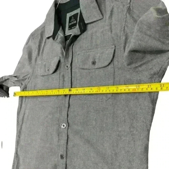 Prana Lybek Long Sleeve Button Front Casual Shirt Gray Mens Organic Cotton Small - Picture 9 of 10